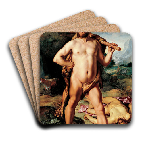 Hercules and Cacus by Hendrick Goltzius Art Drink Coaster set