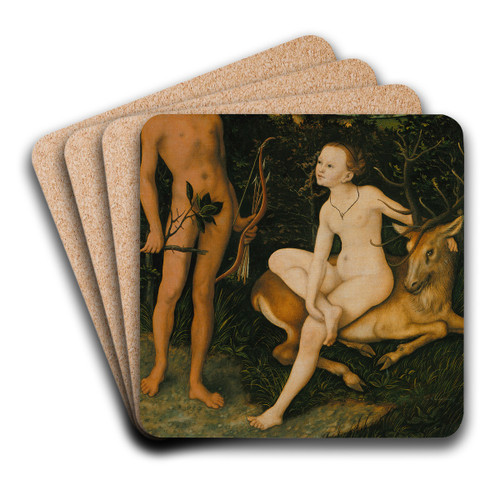 Apollo and Diana by Lucas Cranach the Elder Art Drink Coaster set