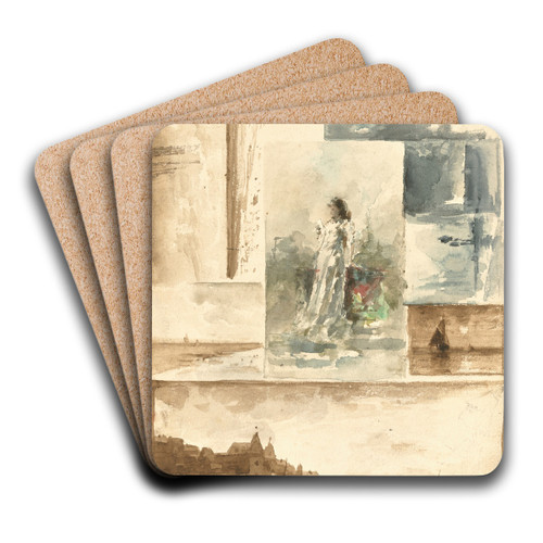 A Trompe loeil Collage by Alfred Stevens Art Drink Coaster set
