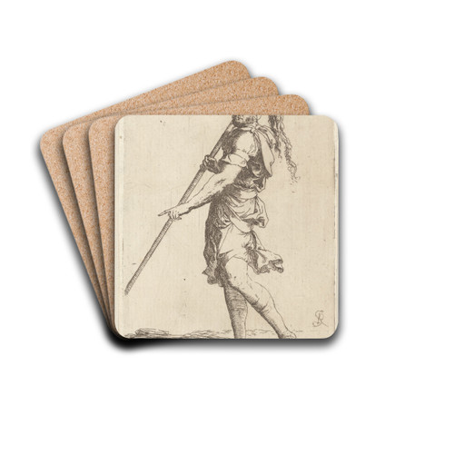 Soldier Holding a Cane with Both Hands, Walking Toward the Left by Salvator Rosa Drink Coasters - set of 4