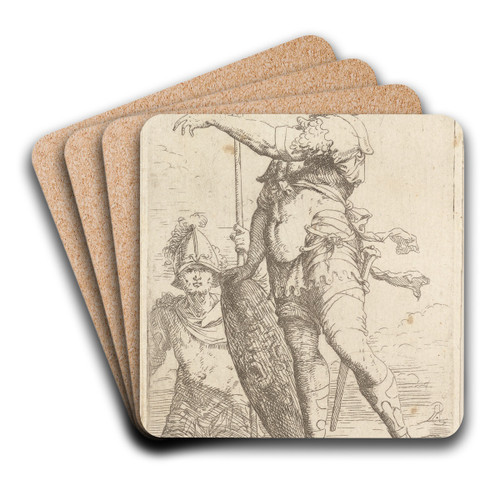 Soldier Holding a Shield with the Head of Medusa by Salvator Rosa Art Drink Coaster set