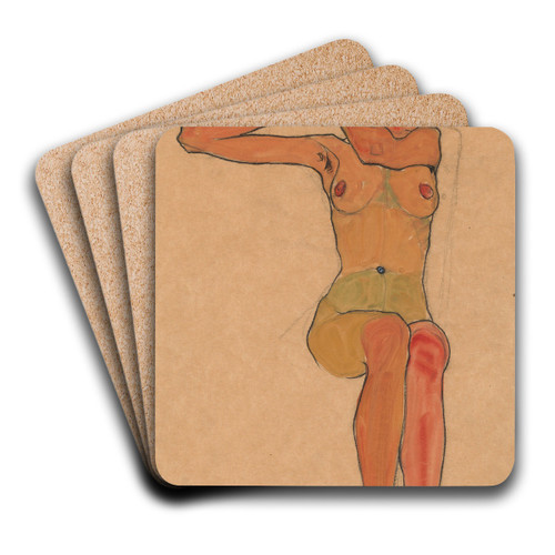 Mdchenakt (Gertrude) by Egon Schiele Art Drink Coaster set