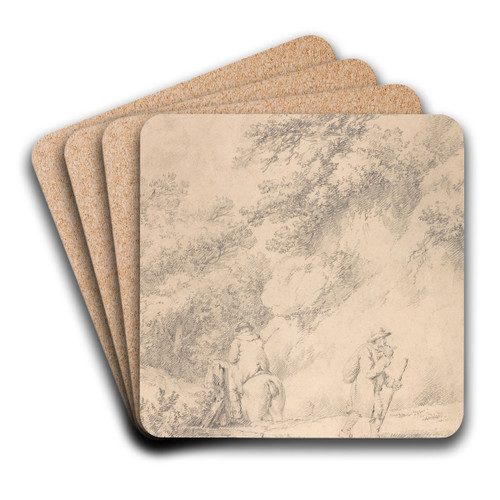 Two Men on a Country Road by George Morland Art Drink Coaster set