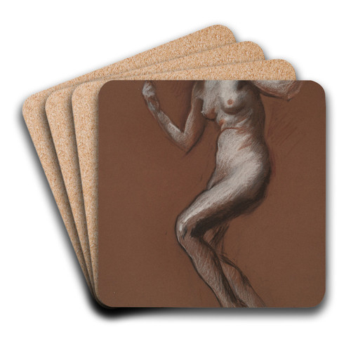 Study for figure of 1 pm in 'The Hours' ceiling mural, House Chamber, Pennsylvania State Capitol atHarrisburg by Edwin Austin Abbey Art Drink Coaster set