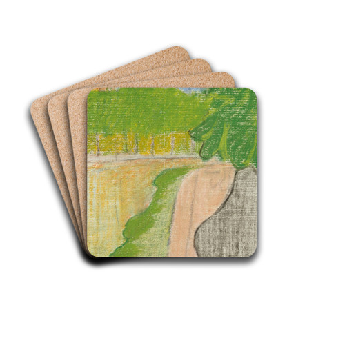 Paysage de rue avec arbres by douard Vuillard Drink Coasters - set of 4
