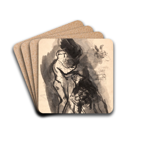 Studie til 'Ddalus og Ikarus' by Oluf Hartmann Drink Coasters - set of 4