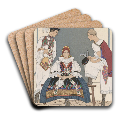 Entre deux feux. by George Barbier Art Drink Coaster set