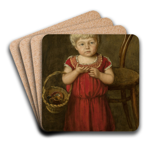 Portrait of Ela with a basket by Hans Thoma Art Drink Coaster set