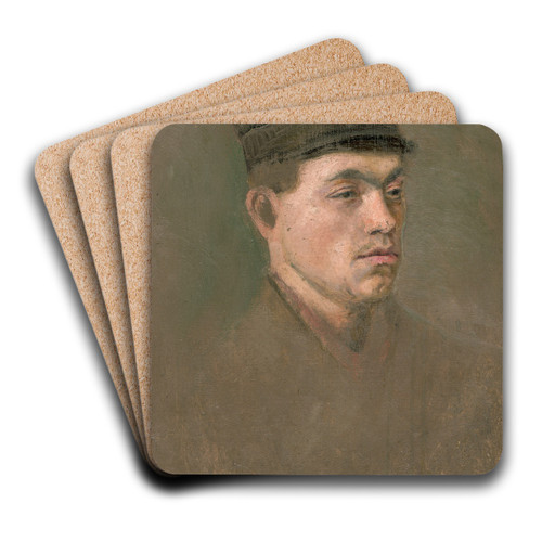 Head Study of a Craftsboy by Ladislav Mednynszky Art Drink Coaster set
