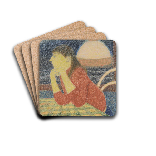 Leunende vrouw by Lon Spilliaert Drink Coasters - set of 4 Leunende vrouw by Lon Spilliaert Drink Coasters - set of 4