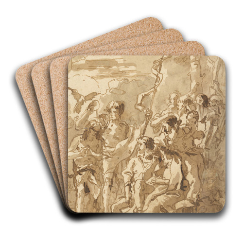 The Baptism of Christ (with a Woman Holding a Child Among the Spectators at the Right) by Giovanni Domenico Tiepolo Art Drink Coaster set