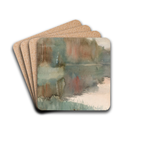 Seashore at Haikko in Autumn ; Landscape. Autumn by Albert Edelfelt Drink Coasters - set of 4