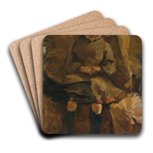 The Wooden Shoes by George Hendrik Breitner Art Drink Coaster set