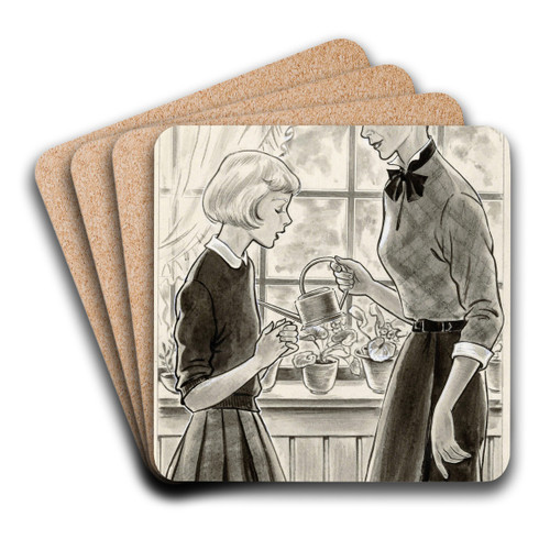 Meisje en haar moeder bij een venster by Miep de Feijter Art Drink Coaster set Meisje en haar moeder bij een venster by Miep de Feijter Art Drink Coaster set