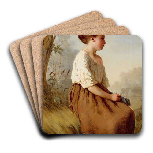 The Shepherdess by Ida Silfverberg Art Drink Coaster set