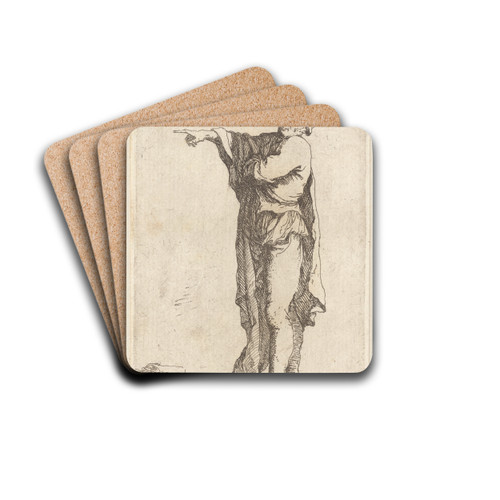 Man, Standing, His Arm Pointing Horizontally by Salvator Rosa Drink Coasters - set of 4