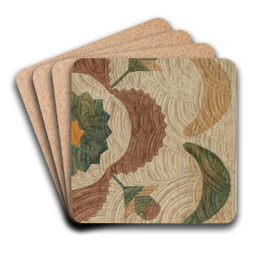Applique and Quilted Coverlet by Manuel G. Runyan Art Drink Coaster set Applique and Quilted Coverlet by Manuel G. Runyan Art Drink Coaster set