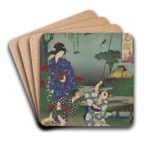 The Album of Nishikie Pl.10 by Toyohara Chikanobu Art Drink Coaster set