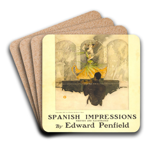 Scribner's for October by Edward Penfield Art Drink Coaster set Scribner's for October by Edward Penfield Art Drink Coaster set