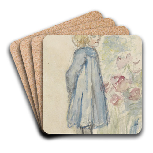 Staand meisje bij een bloemperk by Jozef Israls Art Drink Coaster set