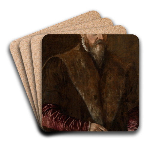 A portrait of a gentleman by Venetian School Art Drink Coaster set