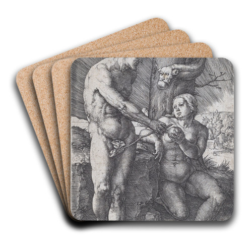 The Fall of Man by Lucas Van Leyden Art Drink Coaster set