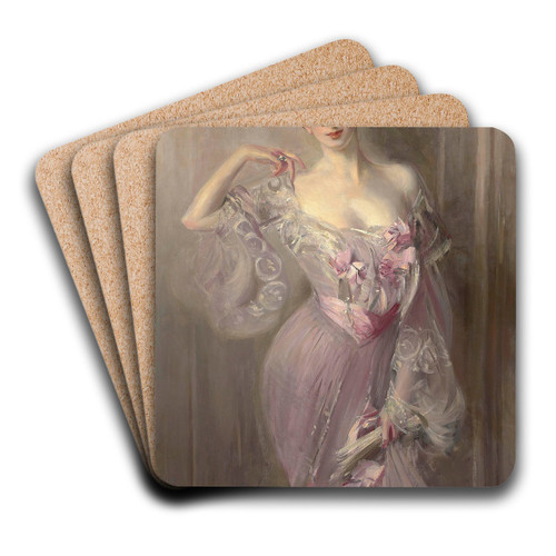 Portrait of Ena Wertheimer by Giovanni Boldini Art Drink Coaster set
