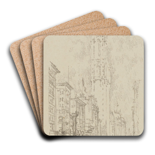 The Times Building by Joseph Pennell Art Drink Coaster set The Times Building by Joseph Pennell Art Drink Coaster set
