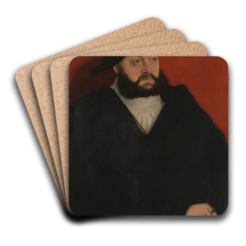 Johann (14981537), Duke of Saxony by Lucas Cranach the Elder Art Drink Coaster set