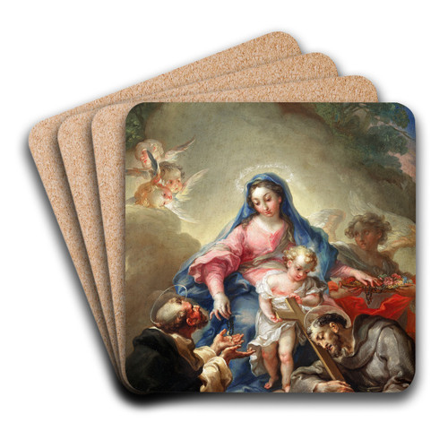 Virgin with St. Francis and St. Dominic by Vicente Lpez Portaa Art Drink Coaster set