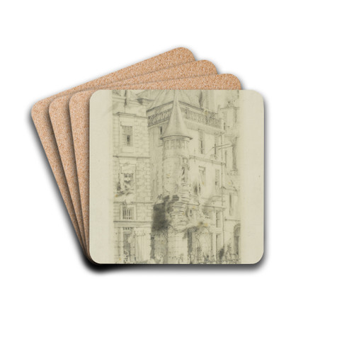 House with a Turret, rue de la Tixranderie, Paris by Charles Meryon Drink Coasters - set of 4 House with a Turret, rue de la Tixranderie, Paris by Charles Meryon Drink Coasters - set of 4