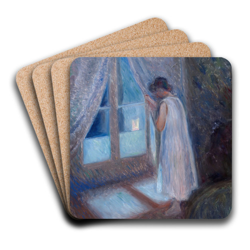 The Girl by the Window by Edvard Munch Art Drink Coaster set