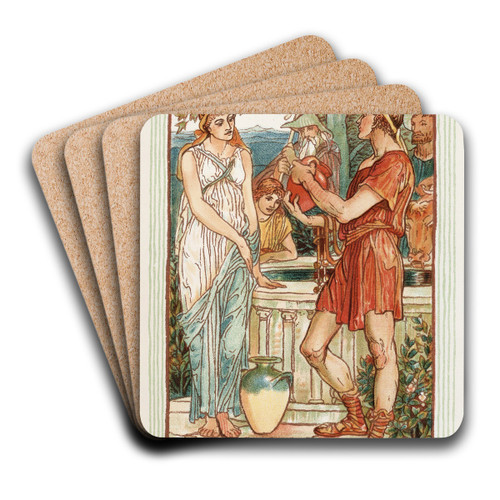 Bellerophon at the fountain by Walter Crane Art Drink Coaster set