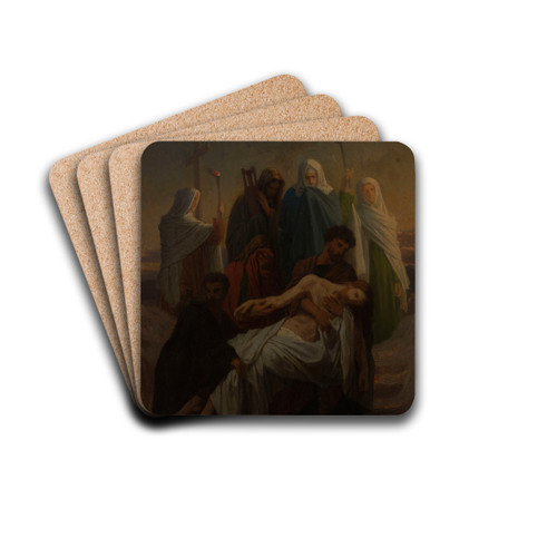L'ensevelissement du Christ, Jsus descendu de la Croix by mile Signol Drink Coasters - set of 4 L'ensevelissement du Christ, Jsus descendu de la Croix by mile Signol Drink Coasters - set of 4