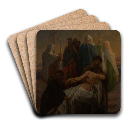 L'ensevelissement du Christ, Jsus descendu de la Croix by mile Signol Art Drink Coaster set