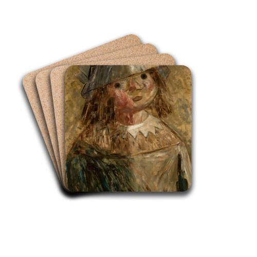 Dziewczynka w kapeluszu (Fillette) by Tadeusz Makowski Drink Coasters - set of 4 Dziewczynka w kapeluszu (Fillette) by Tadeusz Makowski Drink Coasters - set of 4