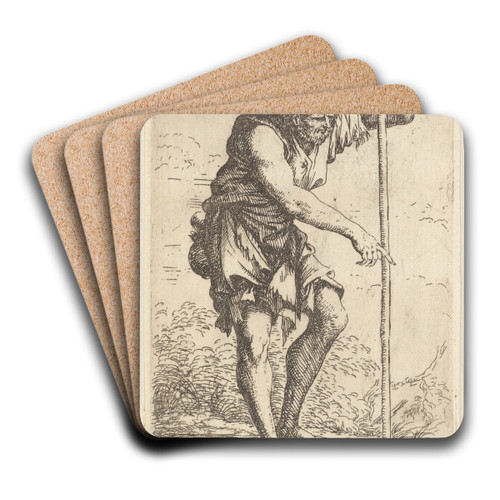 Peasant with Staff by Salvator Rosa Art Drink Coaster set