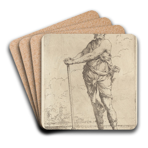 Soldier, Standing, Holding a Pike with Both Hands by Salvator Rosa Art Drink Coaster set