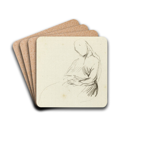 Etude de femme assise de face by Jean-Baptiste Carpeaux Drink Coasters - set of 4