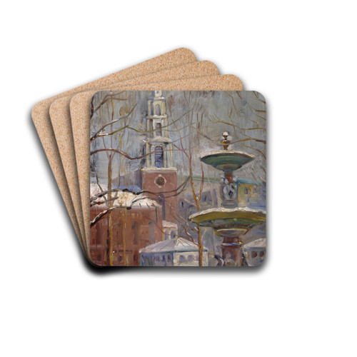 Park Street at Boston Commons by Arthur Clifton Goodwin Drink Coasters - set of 4