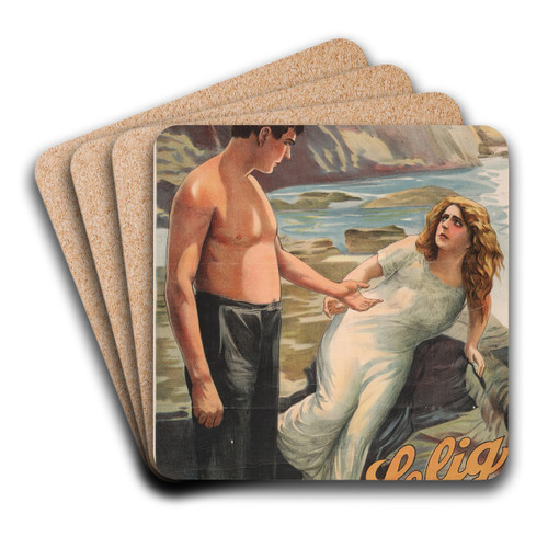 The woman of it A vision of the primitive. by Goes Litho. Co. Art Drink Coaster set