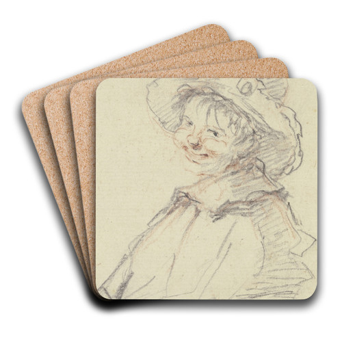 Brustbild eines Betteljungen mit breitkrempigem Hut by Gottlieb Welt Art Drink Coaster set