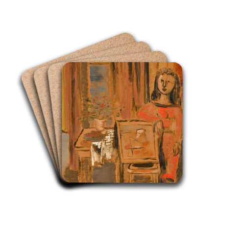 Woman in Atelier by Jankel Adler Drink Coasters - set of 4