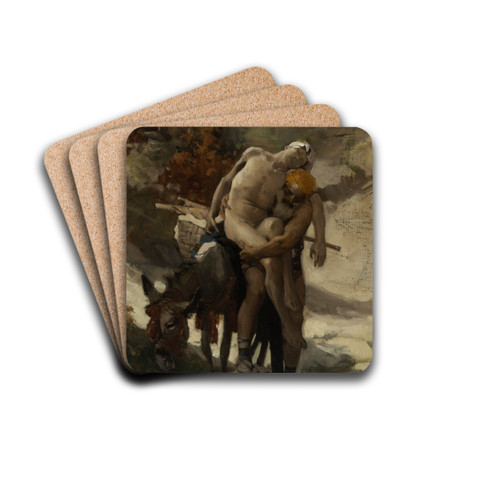 The Good Samaritan, sketch by Aim Morot Drink Coasters - set of 4