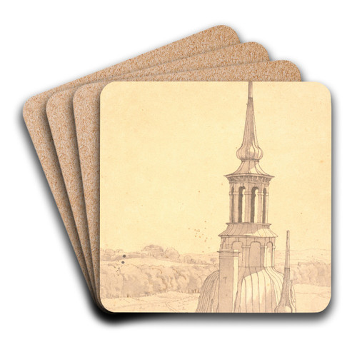 One of the Small Towers on Frederiksborg Castle by Christen Kbke Art Drink Coaster set