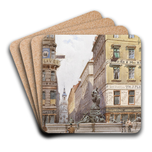 Donnerbrunnen am Neuen Markt by Karl Wenzel Zajicek Art Drink Coaster set