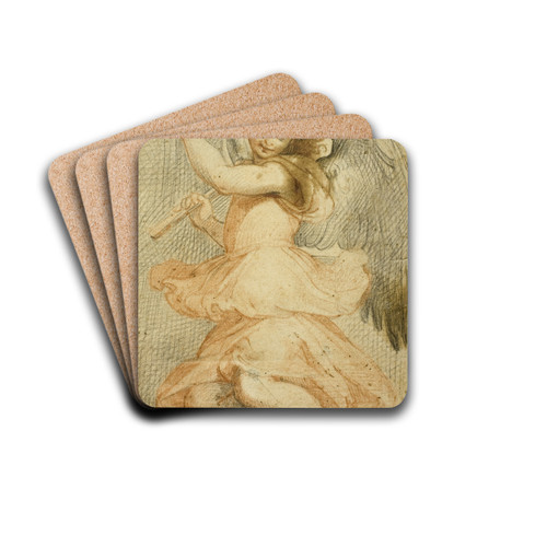 Angel Holding a Flute by Circle of Giuseppe Cesari Drink Coasters - set of 4