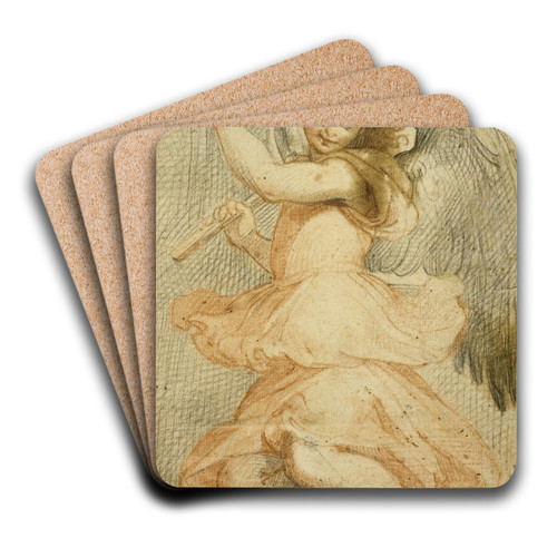 Angel Holding a Flute by Circle of Giuseppe Cesari Art Drink Coaster set