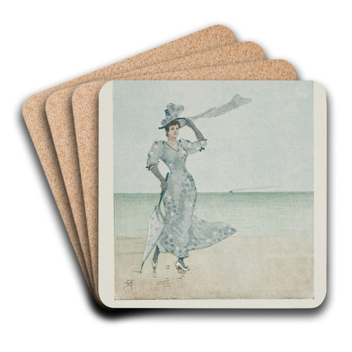 Nos Plages by Armand Rassenfosse Art Drink Coaster set