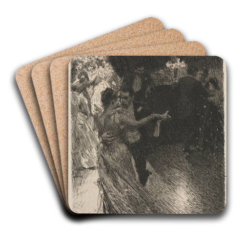 The Waltz by Anders Zorn Art Drink Coaster set